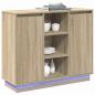 Preview: Sideboard mit LED Sonoma Eiche 90x32x75 cm aus Holzwerkstoff