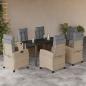 Preview: ARDEBO.de - 7-tlg. Garten-Essgruppe mit Kissen Beigemischung Poly Rattan