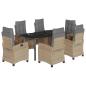 Preview: 7-tlg. Garten-Essgruppe mit Kissen Beigemischung Poly Rattan