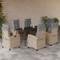 Preview: ARDEBO.de - 7-tlg. Garten-Essgruppe mit Kissen Beigemischung Poly Rattan
