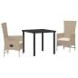 Preview: 3-teiliges Garten-Esszimmer-Set mit Kissen Beige Poly Rattan