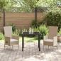 Preview: 3-teiliges Garten-Esszimmer-Set mit Kissen Beige Poly Rattan