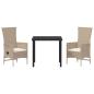 Preview: 3-teiliges Garten-Esszimmer-Set mit Kissen Beige Poly Rattan