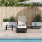 Preview: ARDEBO.de - Sonnenliege Schwarz und Creme PE-Rattan 157 x 55 x 92 cm