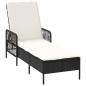 Preview: Sonnenliege Schwarz und Creme PE-Rattan 157 x 55 x 92 cm