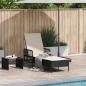 Preview: Sonnenliege Schwarz und Creme PE-Rattan 157 x 55 x 92 cm