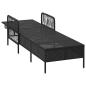Preview: Sonnenliege Schwarz und Creme PE-Rattan 157 x 55 x 92 cm