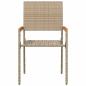 Preview: Stapelbare Gartenstühle mit Kissen 2er Set Beige Poly Rattan