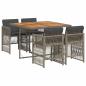 Preview: ARDEBO.de - 5-tlg. Garten-Essgruppe mit Kissen Grau Poly Rattan