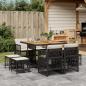 Preview: ARDEBO.de - 9-tlg. Garten-Essgruppe mit Kissen Schwarz Poly Rattan