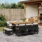 Preview: ARDEBO.de - 11-tlg. Garten-Essgruppe mit Kissen Schwarz Poly Rattan