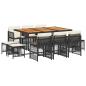 Preview: 11-tlg. Garten-Essgruppe mit Kissen Schwarz Poly Rattan