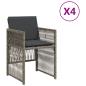 Preview: Gartenstühle mit Kissen 4 Stk. Grau Poly Rattan