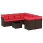 Preview: 9-tlg. Garten-Sofagarnitur mit Kissen Braun Poly Rattan