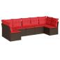 Preview: 7-tlg. Garten-Sofagarnitur mit Kissen Braun Poly Rattan