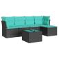 Preview: 6-tlg. Garten-Sofagarnitur mit Kissen Schwarz Poly Rattan