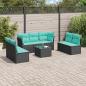 Preview: ARDEBO.de - 8-tlg. Garten-Sofagarnitur mit Kissen Schwarz Poly Rattan