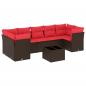 Preview: 8-tlg. Garten-Sofagarnitur mit Kissen Braun Poly Rattan