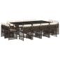 Preview: 13-tlg. Garten-Essgruppe mit Kissen Braun Poly Rattan