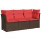 Preview: 3-tlg. Garten-Sofagarnitur mit Kissen Braun Poly Rattan