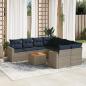 Preview: ARDEBO.de - 9-tlg. Garten-Sofagarnitur mit Kissen Grau Poly Rattan