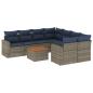 Preview: 9-tlg. Garten-Sofagarnitur mit Kissen Grau Poly Rattan
