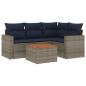 Preview: 5-tlg. Garten-Sofagarnitur mit Kissen Grau Poly Rattan