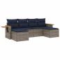 Preview: 6-tlg. Garten-Sofagarnitur mit Kissen Grau Poly Rattan