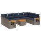 Preview: 10-tlg. Garten-Sofagarnitur mit Kissen Grau Poly Rattan