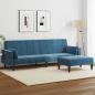 Preview: ARDEBO.de - Schlafsofa 2-Sitzer mit Fußhocker Blau Samt