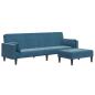 Preview: Schlafsofa 2-Sitzer mit Fußhocker Blau Samt