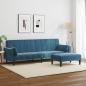 Preview: Schlafsofa 2-Sitzer mit Fußhocker Blau Samt