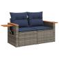 Preview: 7-tlg. Garten-Sofagarnitur mit Kissen Grau Poly Rattan