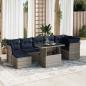 Preview: ARDEBO.de - 7-tlg. Garten-Sofagarnitur mit Kissen Grau Poly Rattan Akazie
