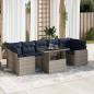 Preview: ARDEBO.de - 8-tlg. Garten-Sofagarnitur mit Kissen Grau Poly Rattan Akazie