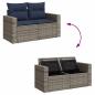 Preview: 8-tlg. Garten-Sofagarnitur mit Kissen Grau Poly Rattan Akazie