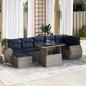 Preview: ARDEBO.de - 8-tlg. Garten-Sofagarnitur mit Kissen Grau Poly Rattan Akazie