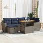 Preview: ARDEBO.de - 7-tlg. Garten-Sofagarnitur mit Kissen Schwarz Poly Rattan