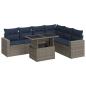 Preview: 7-tlg. Garten-Sofagarnitur mit Kissen Schwarz Poly Rattan