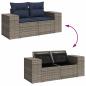 Preview: 9-tlg. Garten-Sofagarnitur mit Kissen Grau Poly Rattan Akazie