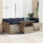 Preview: ARDEBO.de - 7-tlg. Garten-Sofagarnitur mit Kissen Grau Poly Rattan Akazie