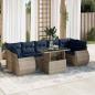Preview: ARDEBO.de - 8-tlg. Garten-Sofagarnitur mit Kissen Grau Poly Rattan Akazie