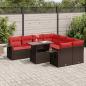 Preview: ARDEBO.de - 9-tlg. Garten-Sofagarnitur mit Kissen Grau Poly Rattan Akazie