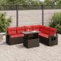 Preview: ARDEBO.de - 7-tlg. Garten-Sofagarnitur mit Kissen Grau Poly Rattan Akazie