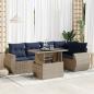 Preview: ARDEBO.de - 6-tlg. Garten-Sofagarnitur mit Kissen Grau Poly Rattan Akazie