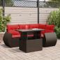 Preview: ARDEBO.de - 5-tlg. Garten-Sofagarnitur mit Kissen Braun Poly Rattan Akazie