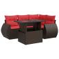 Preview: 5-tlg. Garten-Sofagarnitur mit Kissen Braun Poly Rattan Akazie