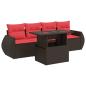 Preview: 5-tlg. Garten-Sofagarnitur mit Kissen Braun Poly Rattan Akazie