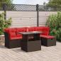 Preview: ARDEBO.de - 6-tlg. Garten-Sofagarnitur mit Kissen Braun Poly Rattan Akazie