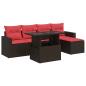 Preview: 6-tlg. Garten-Sofagarnitur mit Kissen Braun Poly Rattan Akazie